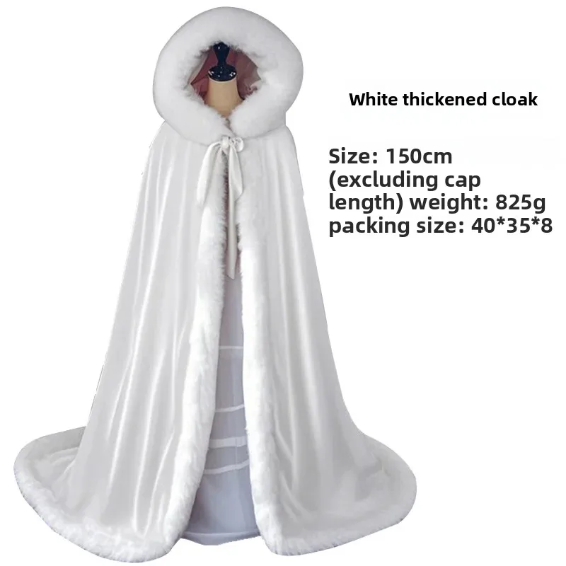 Hanfu Coat Fur Halloween Cape White Hood Shoulder Wrap High End Vintage Modern Dance Costume Carnival Cosplay Costumes 2026 view 3