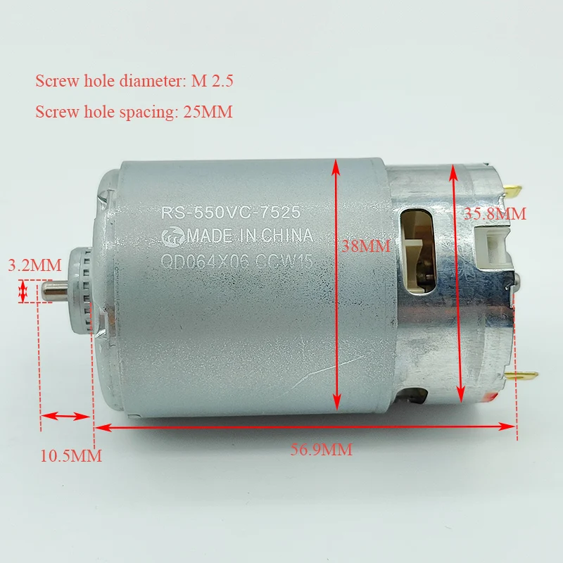 MABUCHI RS-550VC-7525 DC 9.6V 10.8V 12V 14.4V High Speed Power Large Torque 36mm Motor for Electric Drill Electric Screwdriver