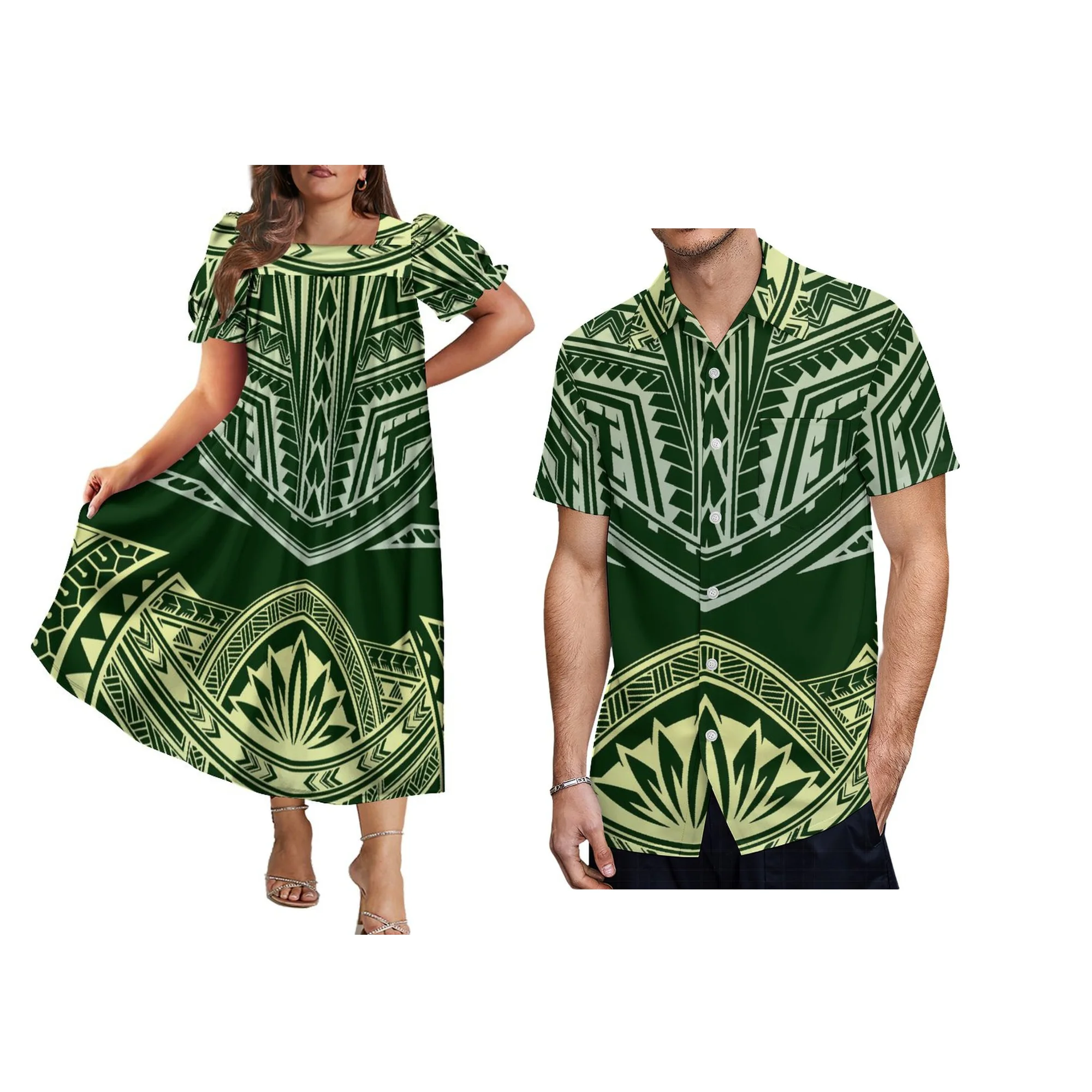 Robe d'été MuMu pour femmes, col carré, chemise Design polynésien, Design Tribal Samoa, cadeau polynésien
