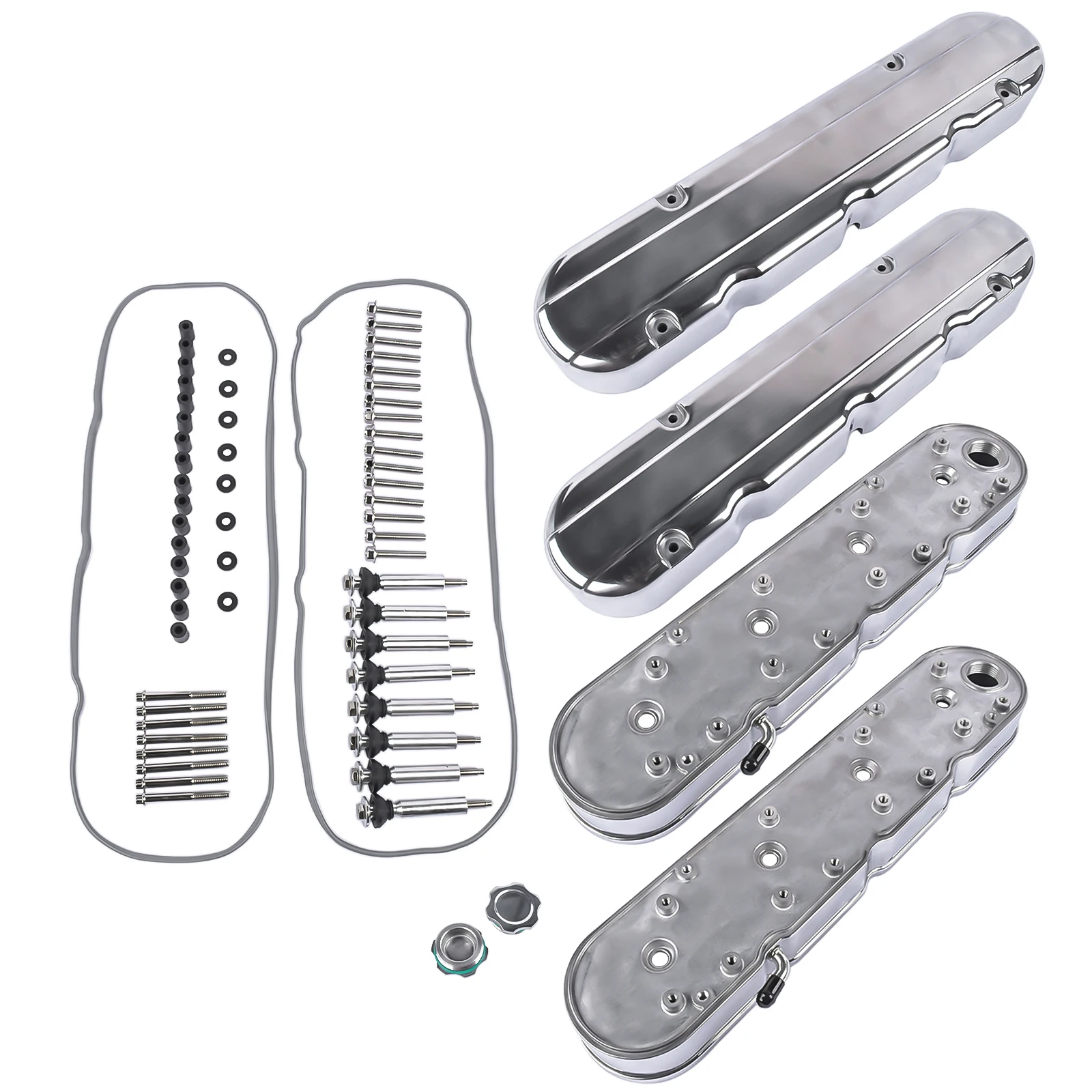 AP02 Polished Engine Valve Covers for Chevy GM LS LS1 LS2 LS3 LS6 LS7 293 325 346 364