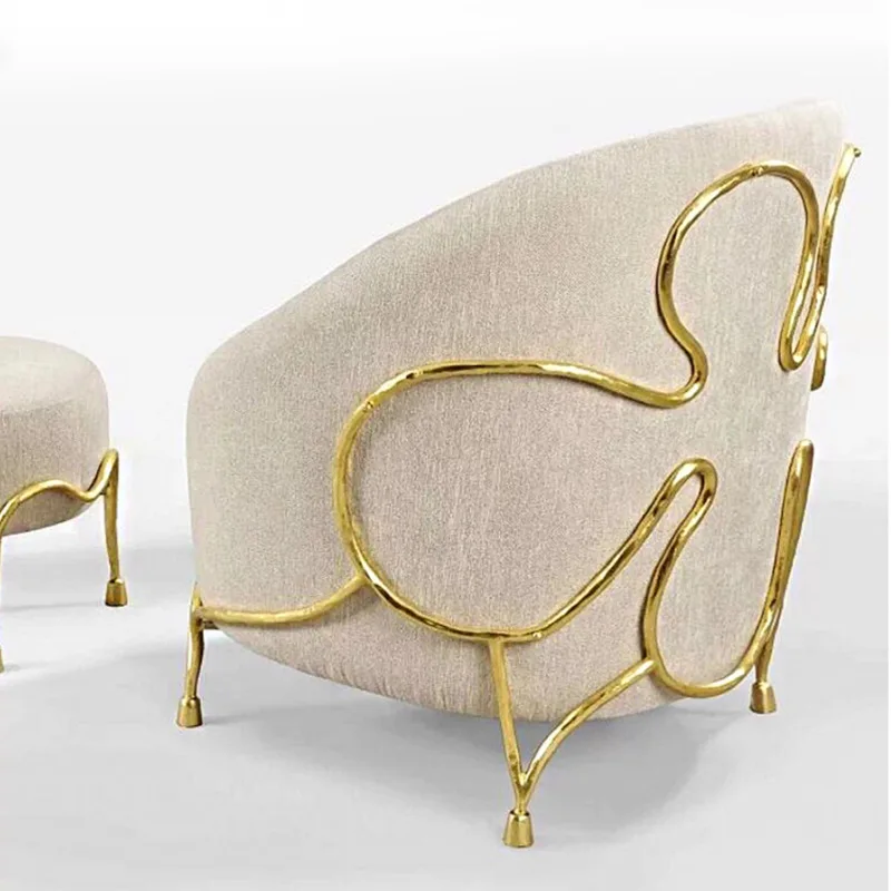 Художественный дизайнерский латунный диван-кресло, вилла, гостиная, кресло, простая мебель, практичные хорошие вещи