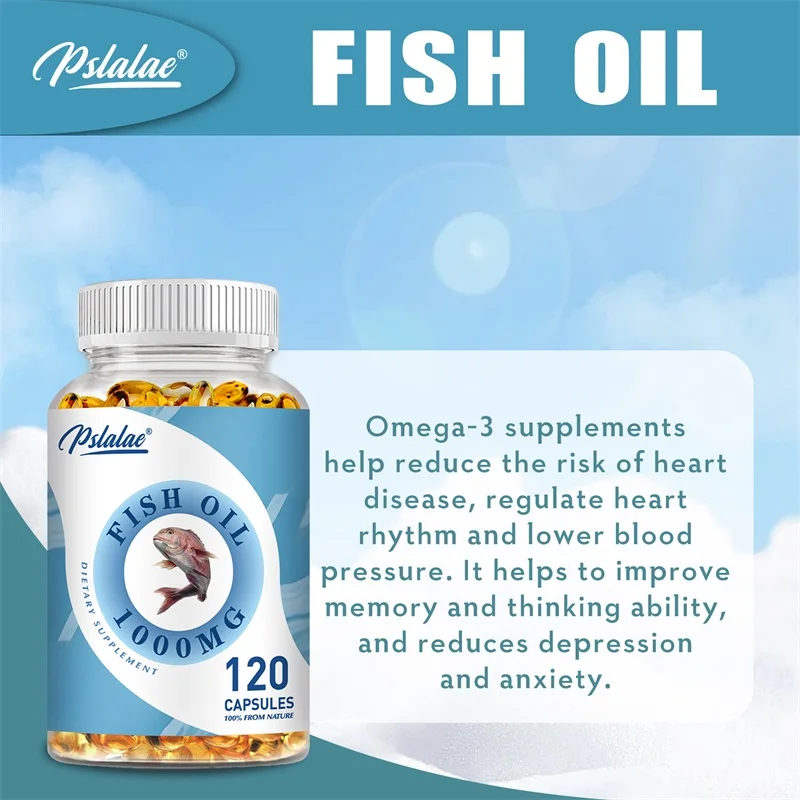 Fish Oil - Support Brain & Nervous System Health, Cardiovascular & Skin Health, Antioxidant & Anti-Inflammation