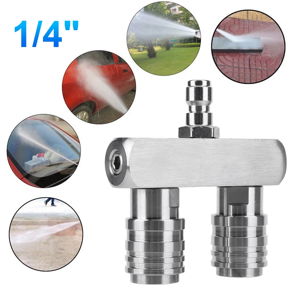 

2-in-1 Double Head Pressure Washer Tips 1/4 Inch Quick Connect Dual Pressure Washer Nozzle Car Washing Joint