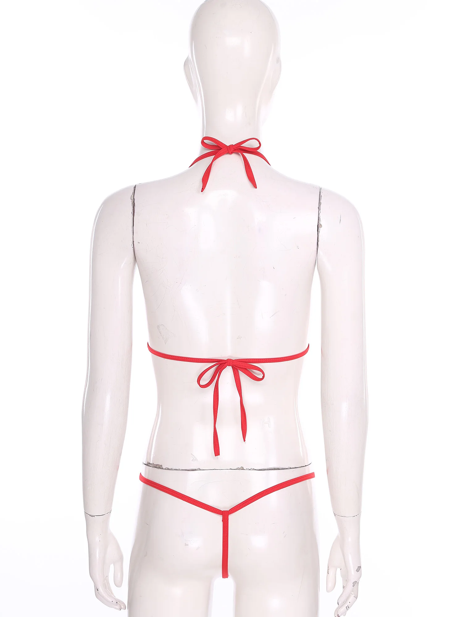 Womens Sexy Extreme Micro Bikini Lingerie Set See Through Hollow Out Halter Neck Tiny Bra with T-back Thongs 2 Piece Nightwear - Image 4