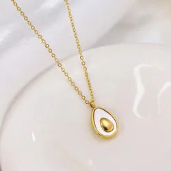 2025 New Fashion Stainless Steel Gold color Natural Shell Avocado Pendant Necklace for Women Accessories