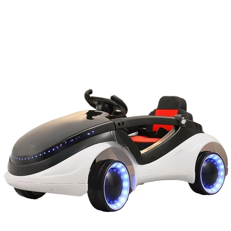 

Children's electric car sci-fi four-wheel flash remote control car can sit baby toy charging rocking stroller