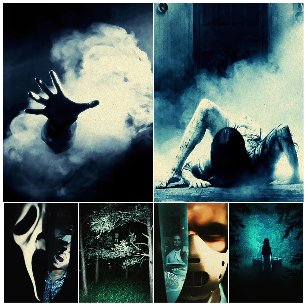Creepy And Horror Movie Scenes Wall Art Canvas Painting Demons In The Dark Night Art Poster And Print For Living Room Decoration
