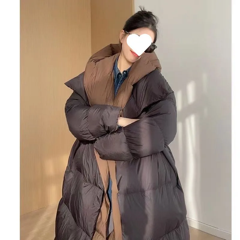 Women's Winter Down Jacket White Duck Down Hooded Mid-length Warm Thickened Retro Simple Comfortable Leisure New Niche Versatile