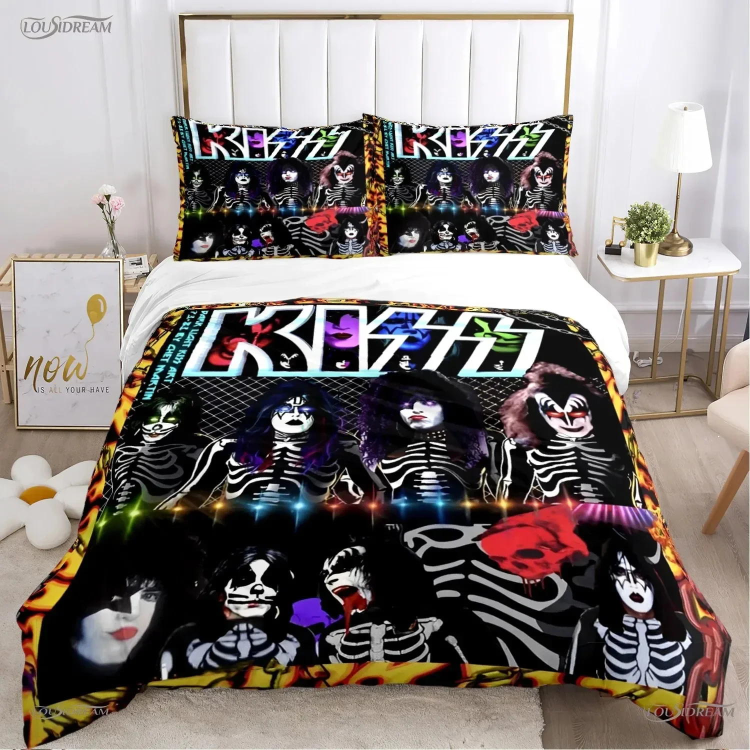 Kiss Band Rock Music All Season Duvet Cover Comforter Bedding Sets Soft Quilt Cover and Pillowcases Boy SingleDoubleQueenKing