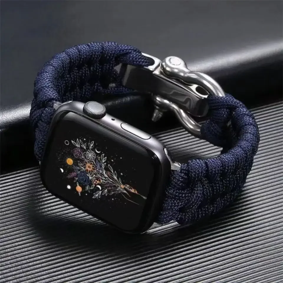 애플 워치용 로프 스포츠 스트랩, 울트라 2 밴드, 49mm, 45mm, 41mm, 생존 야외 팔찌, iWatch 9, 7, 6, 5, 4, SE, 44mm, 40mm, 42mm, 38mm