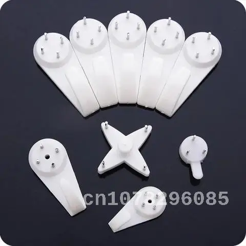 Invisible Wall Hook for Photo Picture Frame, White Plastic Hook Hanger, Hard Picture Frame, Seamless Nail, 10Pcs