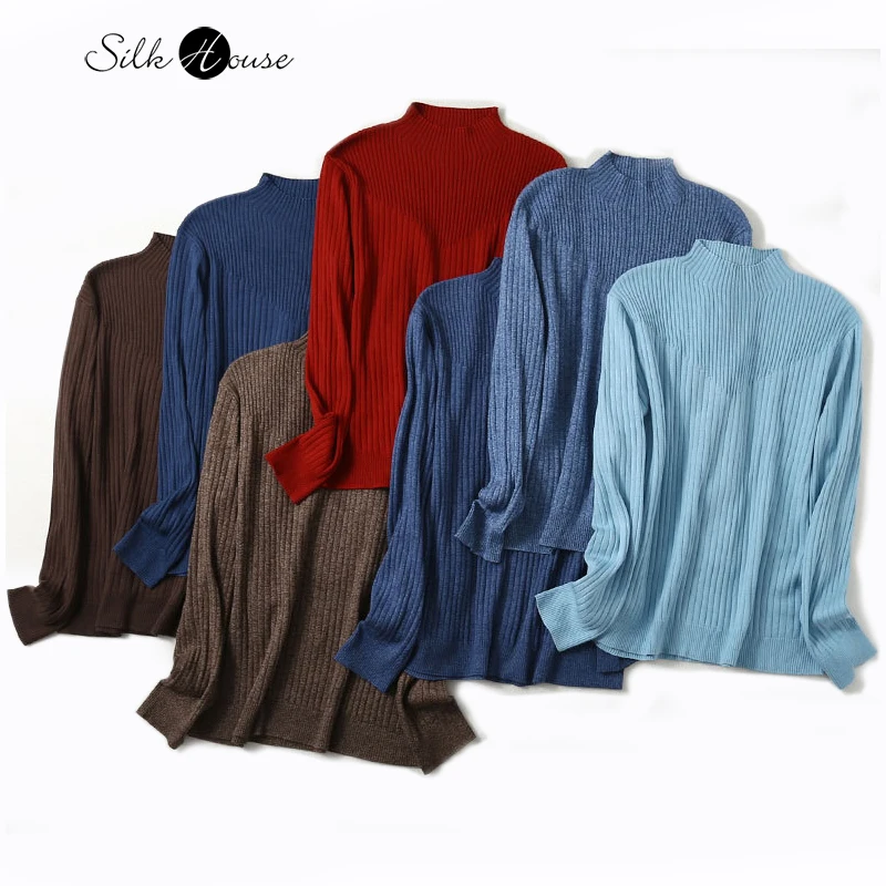 

Women's Fashion Autumn/Winter New Versatile Silk Cashmere Blended Long Sleeve Temperament Commuter Casual Bottoming Shirt