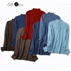 Women's Fashion Autumn/Winter New Versatile Silk Cashmere Blended Long Sleeve Temperament Commuter Casual Bottoming Shirt