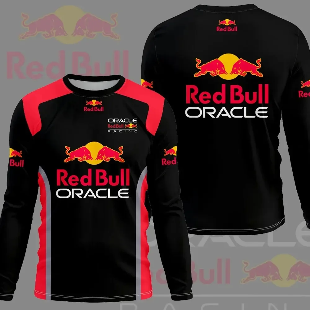 Camiseta de manga larga para hombre del equipo de carreras Red Bull 2025 nueva camiseta informal primavera y otoño deportes ropa para niños adultos Tops