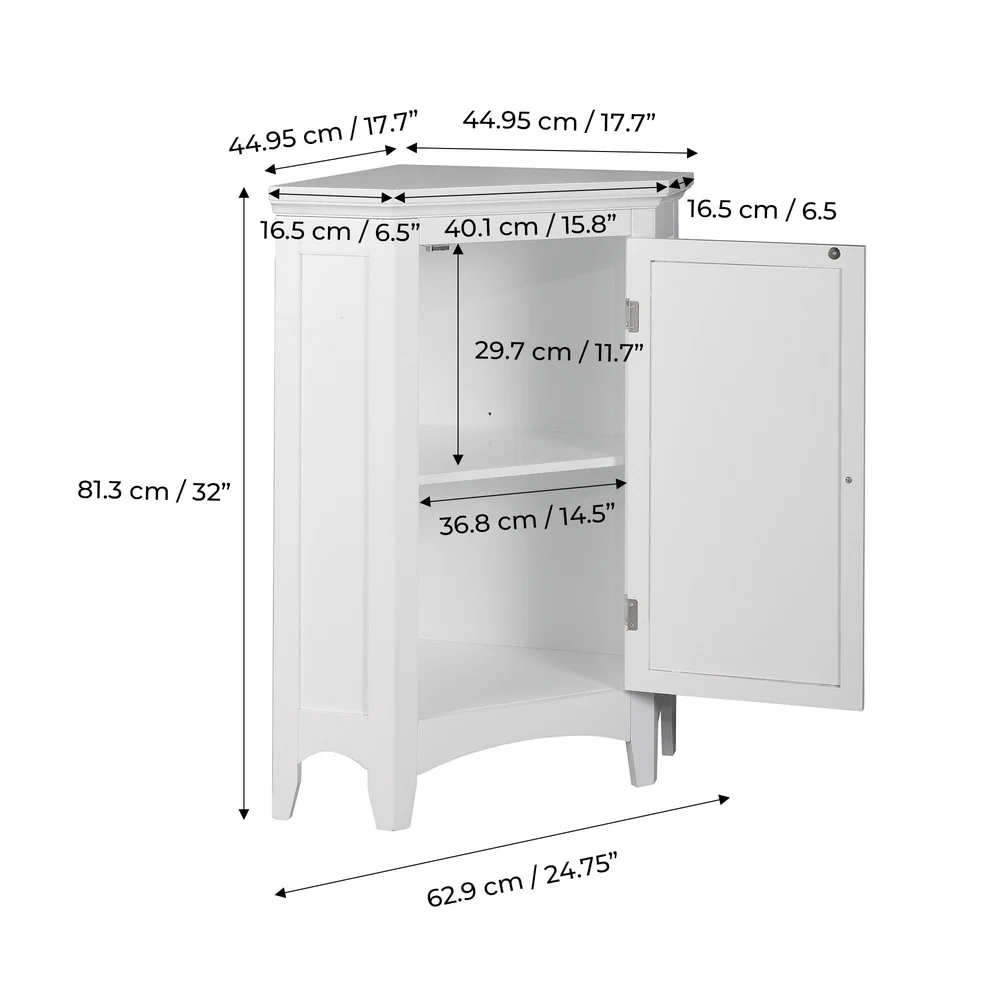 Gabinete decorativo de piso de esquina independiente con puerta de rejilla sintética, estante ajustable, madera de ingeniería duradera, almacenamiento elegante para el hogar