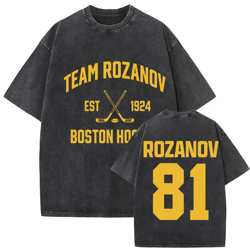Podgrzewany Konflikt Ilya Rozanov 81 Koszulki Boston Hockey Vintage Sprane Harajuku Oversize T-shirt Męskie Damskie 100% Bawełna Bluzki Koszulki
