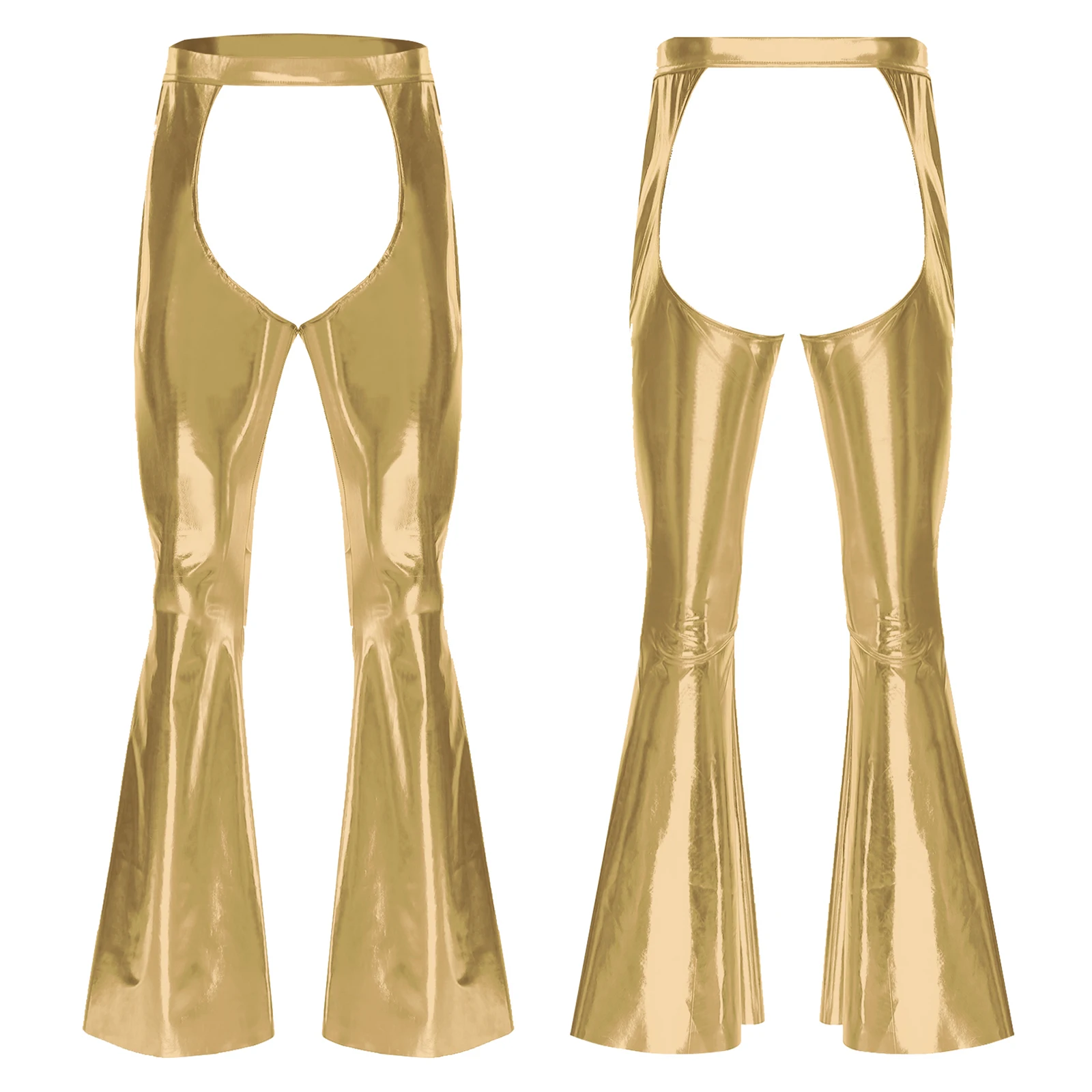 الرجال تأثيري ملحق فصول معدنية متوهج السراويل المعدنية أنيق Crotchless بنطلون للنادي حفلة مرحلة الأداء السراويل #4