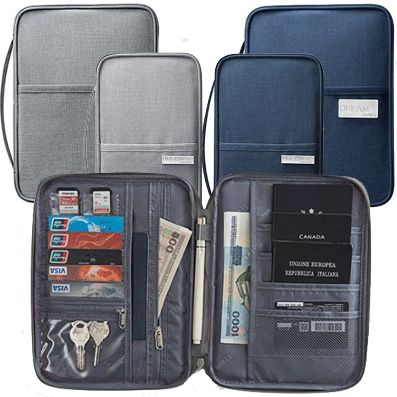 

Large Travel Bag for Passport Credit ID Card Jewelry Belongs Organizer Cash Wallet Waterproof Document Bags Purse Case Holders