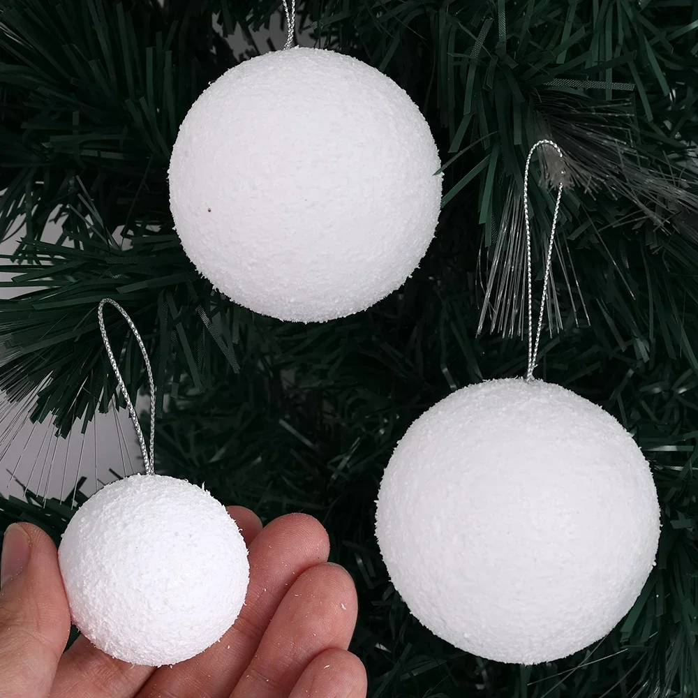 Christmas Snowballs White Foam Christmas Balls Ornaments for DIY Xmas Tree Hanging Pendant Ball New Year Party Home Decoration