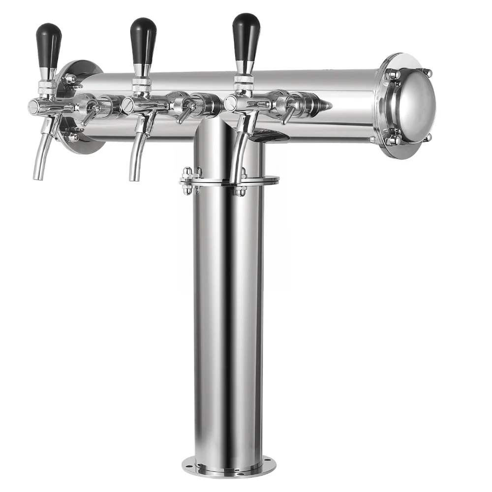 New T Style Draft Beer Tower 3Taps/4Taps Adjustable with LED Light Beer Dispensing Equipment for Restaurant/Bar/Hotel