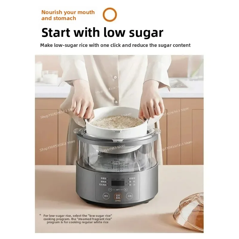 Smart 3L Electric Rice Cooker with Glass Lid, Multifunctional & Reservation, New Style Kitchen Appliance