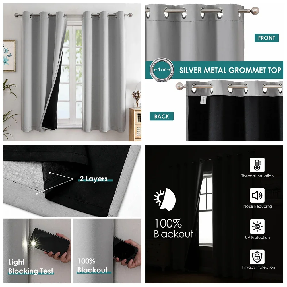 2pcs/set Customizable Image Text Window Curtain Modern Nordic Bedroom Living Room Decor Blackout Polyester Fabric Curtains