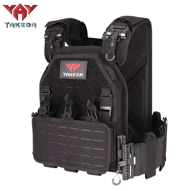 YAKEDA Chaleco táctico portaplacas ajustable de combate Airsoft - imagen 4