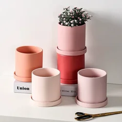 Round Flower Pot Mold Cement Planters Gypsum Terrazzo Pen Holders Hexagon Candle Cup Resin Mold Succulent Potted Silicone Molds