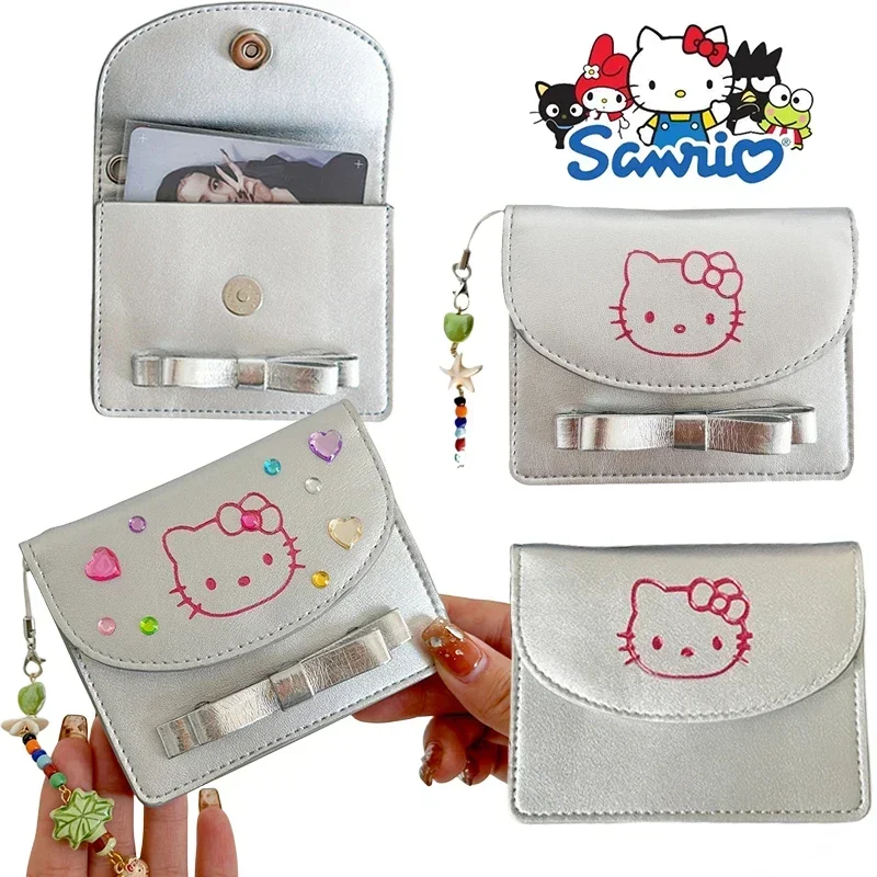 Sanrio Hello Kitty Geldbörsen PU-Leder Damen Mädchen Geldbörse Mini Haspe Solide Multi-Kartenhalter
