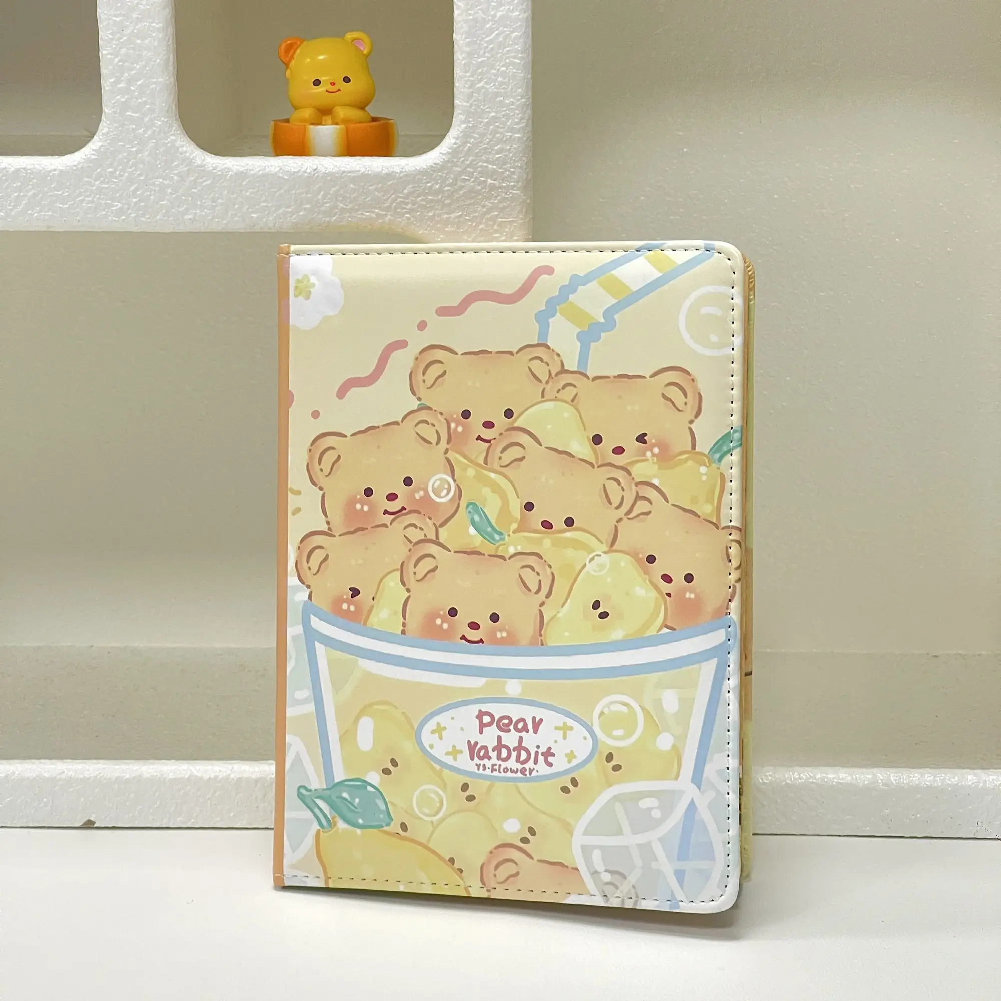 Cute Anime Butter Bear PU Cover Notebook, Full‑Color Page Journal, Printed Diary Planner for Hand‑Account