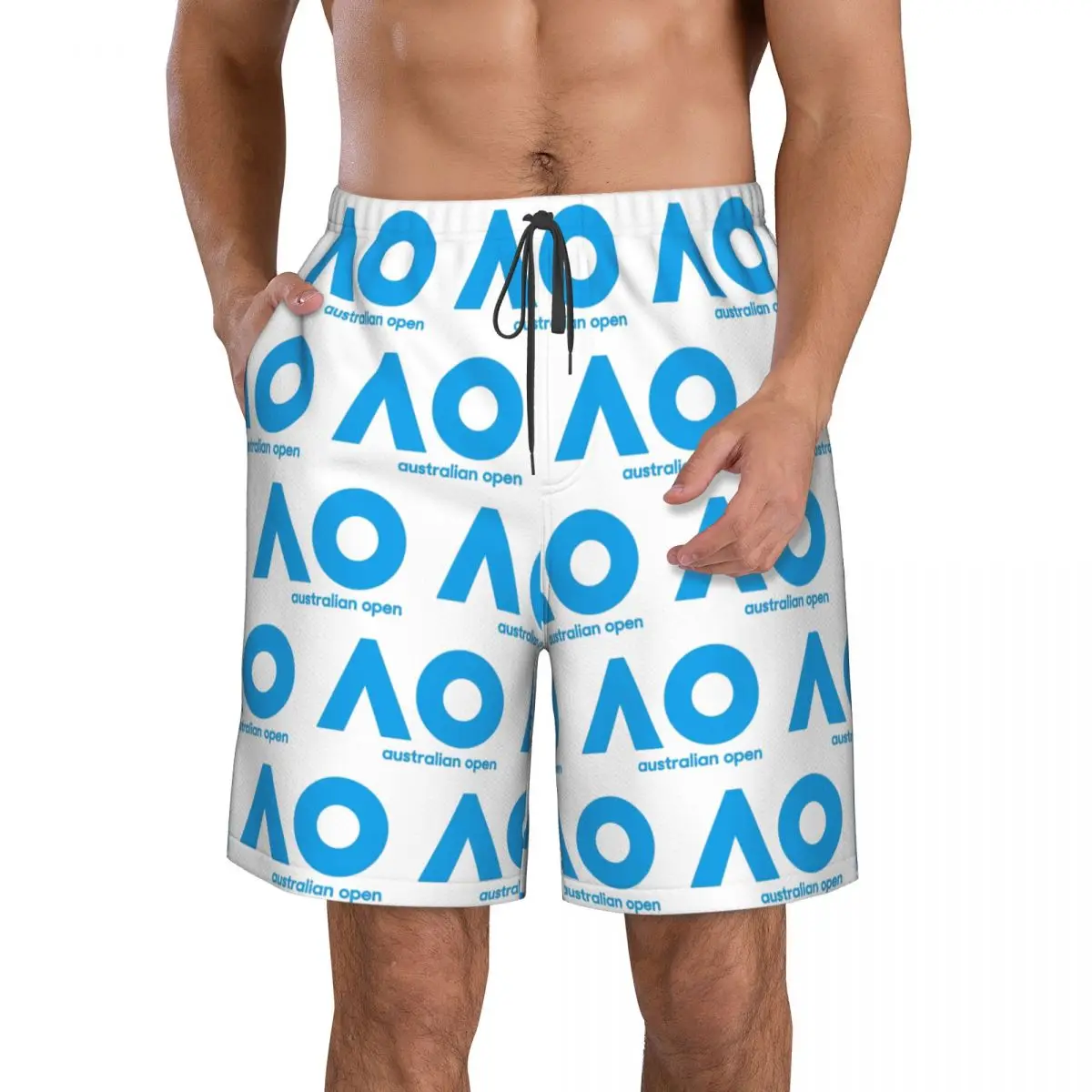 Australian Open AO (Blue Version) Trunks Beach Board Shorts Casual Quick Dry Swimming Summer Men Pants
