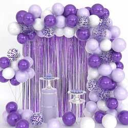 Pastel Metallic Confetti Purple Balloon Garland Arch Kit White Wedding Birthday Party Ballon Set Baby Shower Supplies Decoration