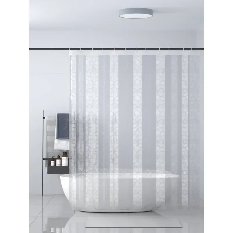 3D Shower Curtain Waterproof Mildew EVA Bath Curtains Modern Cobblestone Pattern Translucent Bathroom Curtain With Hooks