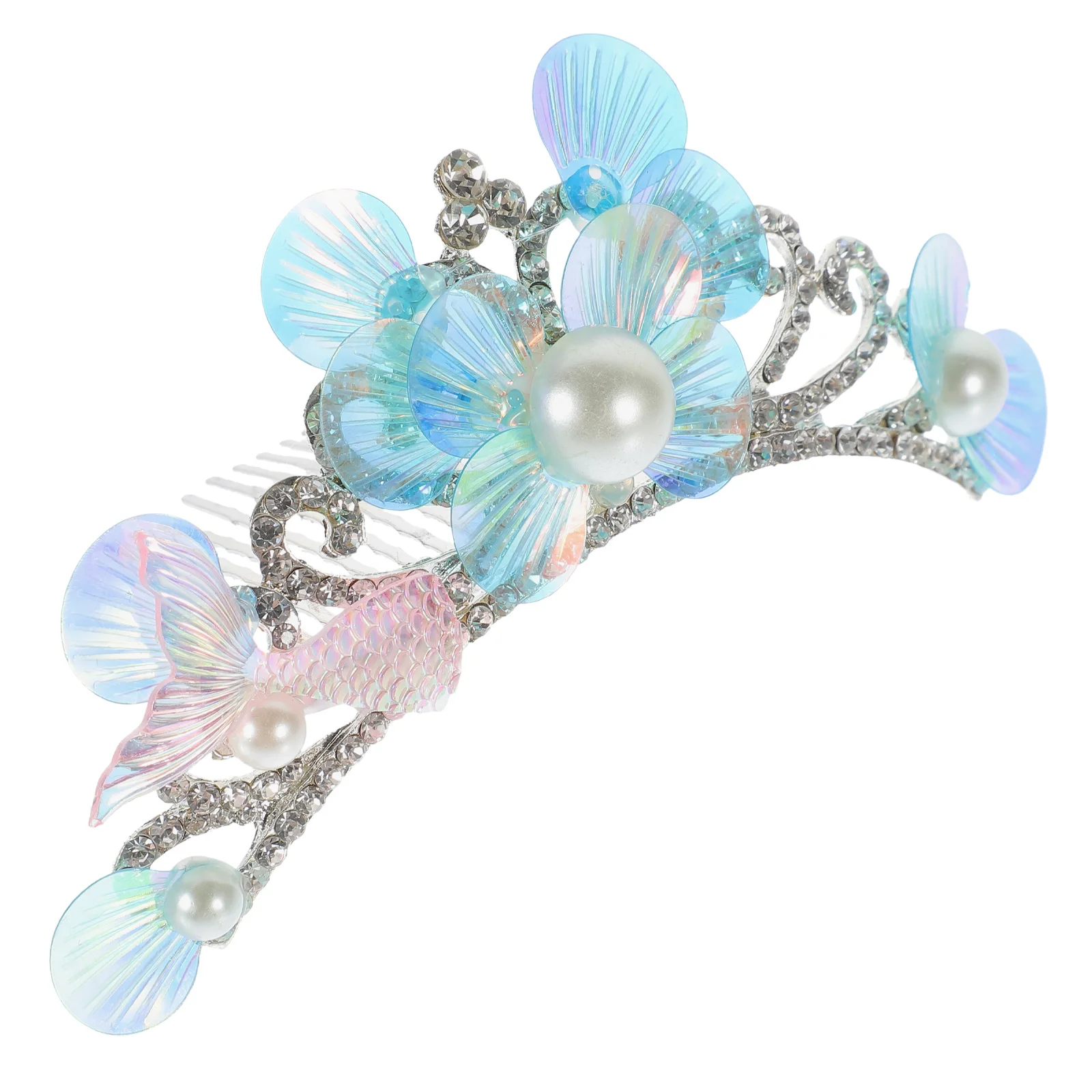 

Mermaid Crown Hair Comb Clip Hair Accessories Elegant Headpiece Sparkling Rhinestone Hairpin for Party Weddings