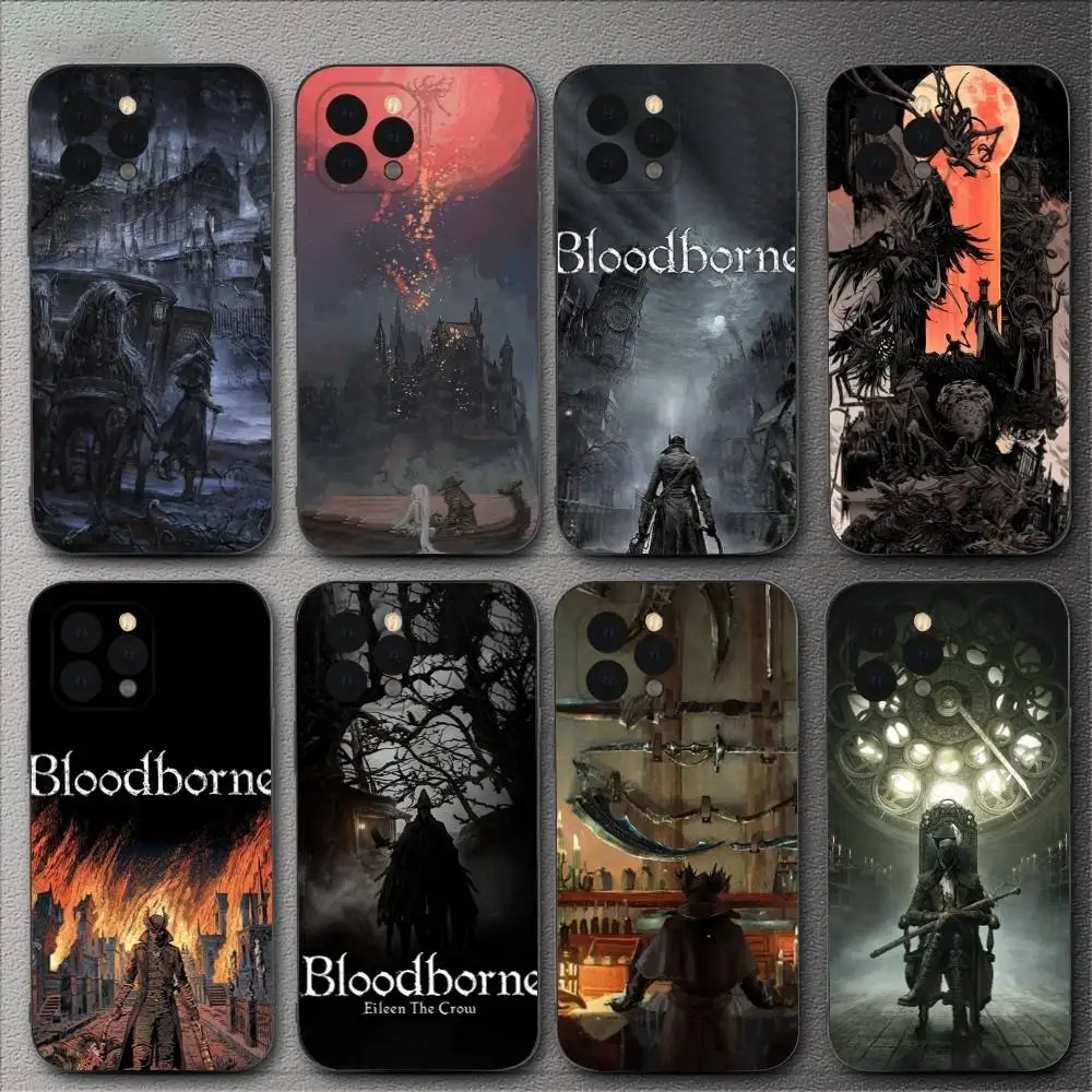 

Game B-Bloodborne Phone Case For iPhone 16,15,14,13,12,11,XS,XR,X,8,7,Pro,Max,Plus,mini Silicone Black Cover