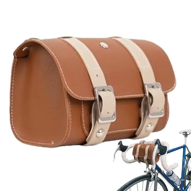 

Motorcycle Handlebar Saddle Bag PU Leather Cycling Handlebar Bag Cycling Pack Motorcycle Bag Front Fork Storage Accessory Bag
