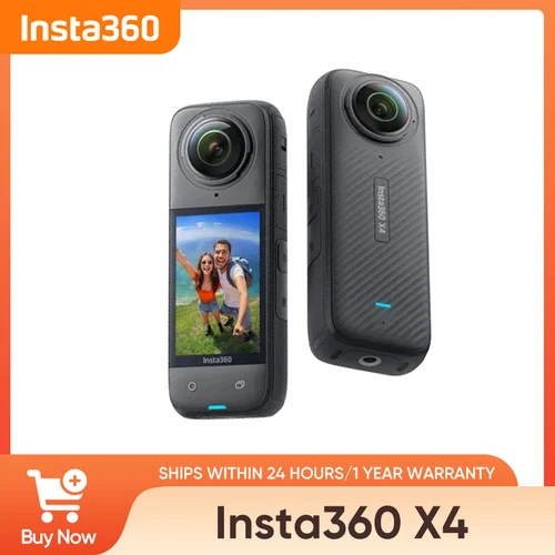 Insta360 X4 Original - Cámara de Acción 360° Resistente al Agua 8K, Video Gran Angular 4K, Palo Selfie Invisible, Protectores de Lente Extraíbles