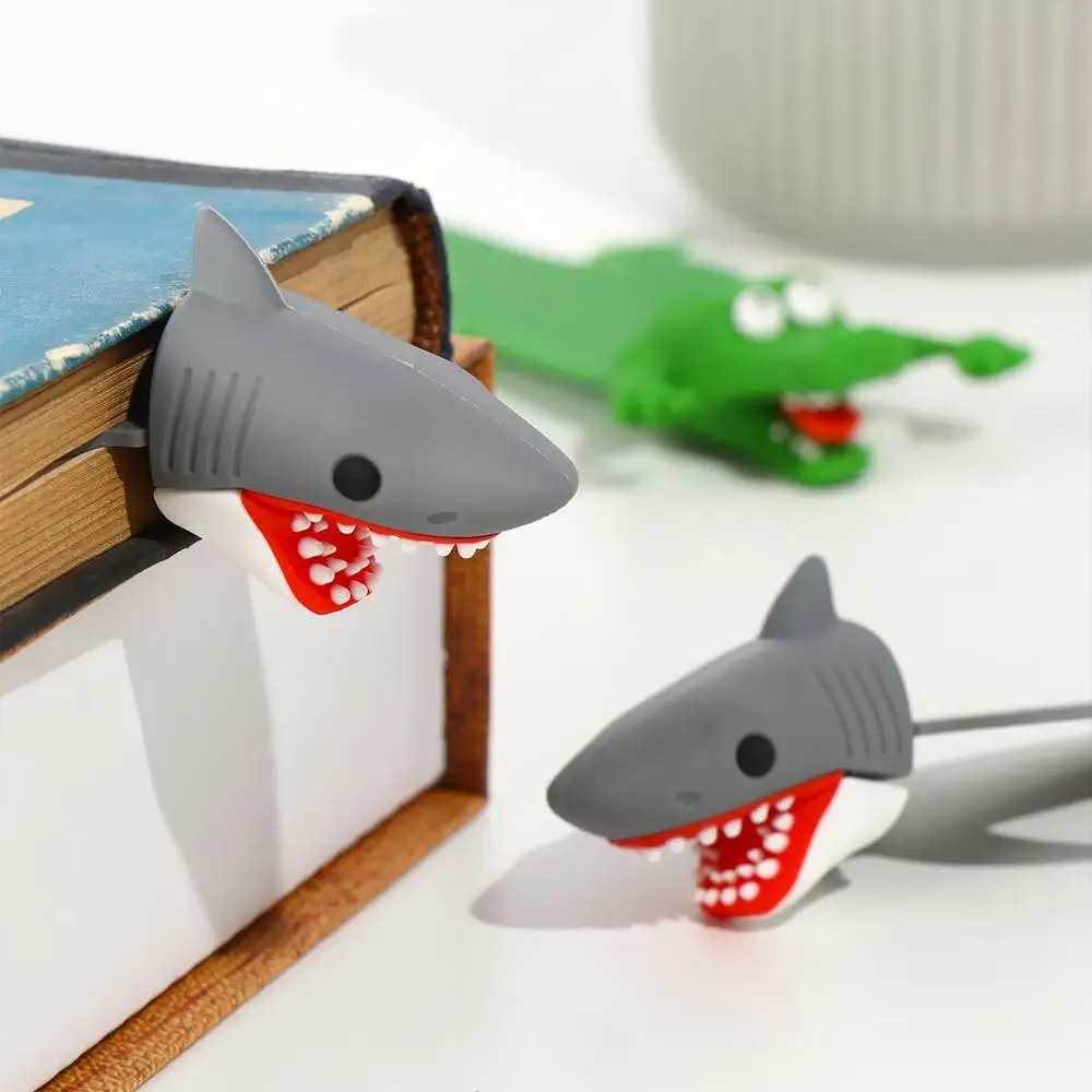 3D Stereo Animal Bookmark, Marcador dos desenhos animados, Tubarão, Crocodile Pages, Papelaria escolar, Kids Gifts, 1Pc