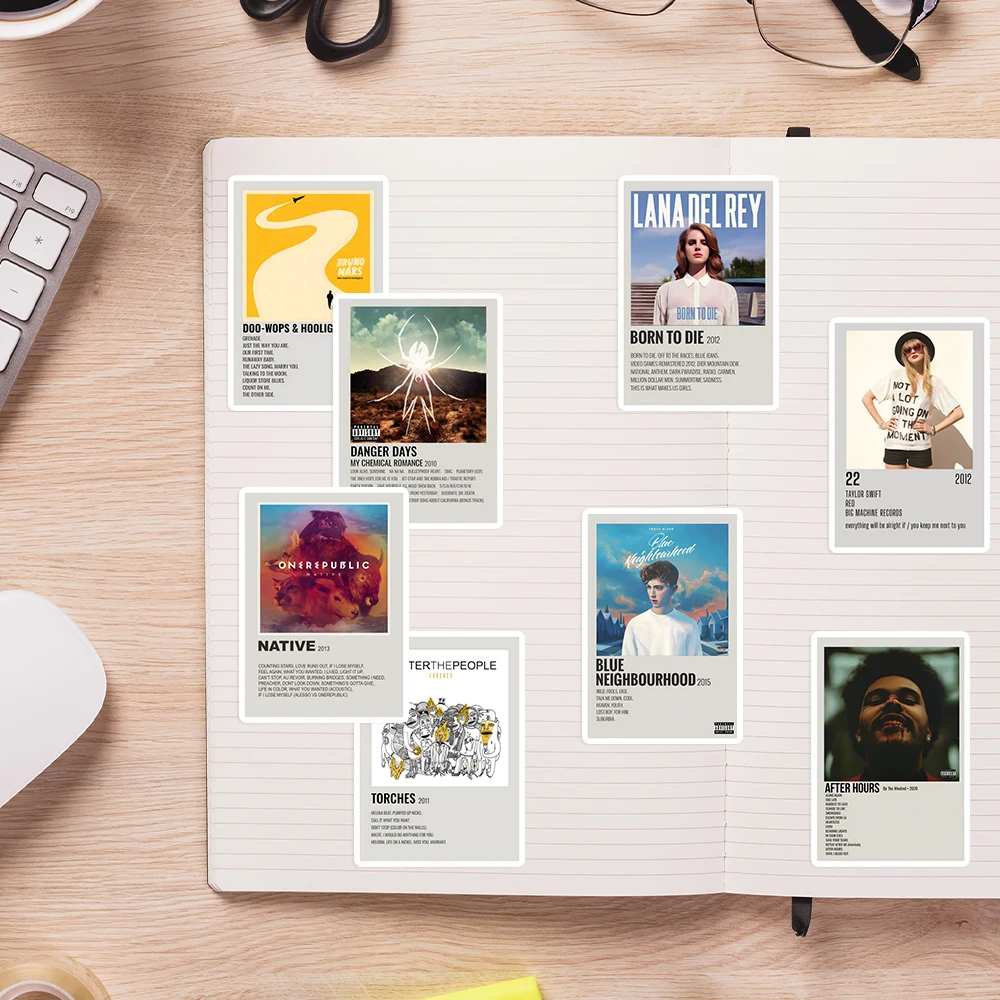 ملصقات مجموعة الموسيقى DIY لعبة أطفال هدية ملصق تزيين لمجلة القصاصات وأجهزة الكمبيوتر المحمولة وحقيبة الهواتف وزجاجات الأمتعة المقاومة للماء #4