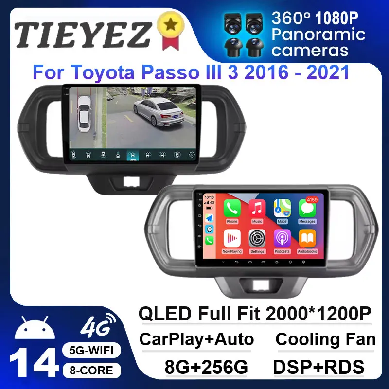 Android 14 For Toyota Passo III 3 2016 - 2021 Right hand driver Car Radio Multimedia Wireless Carplay 5G wifi BT GPS Navigation