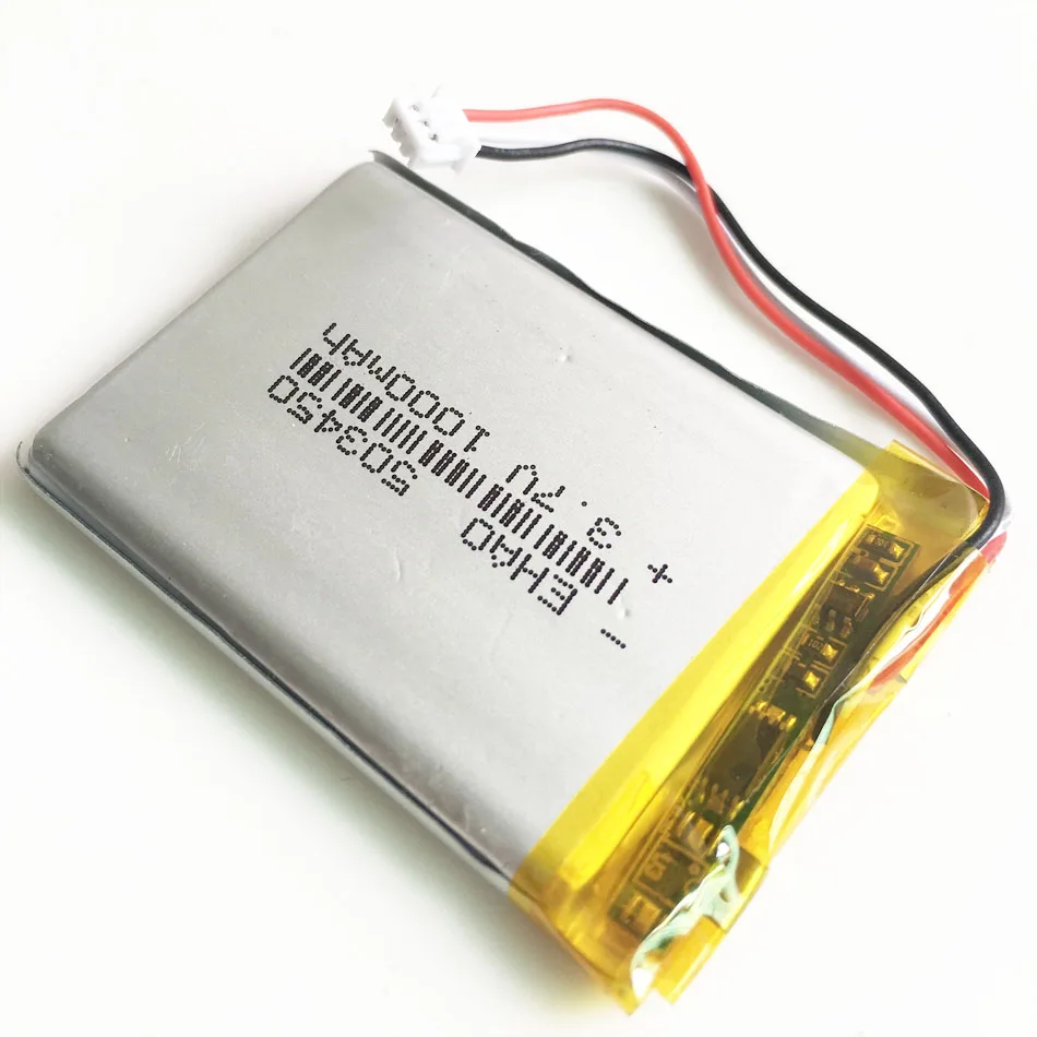 3.7V 1000mAh Lithium Polymer LiPo Rechargeable Battery 503450 + JST 1.25mm 3pin Plug For MP3 DVD PAD Camera Recorder Speaker