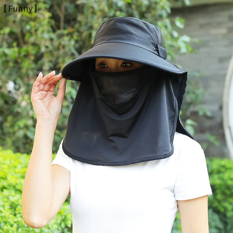 〔Funny〕All-directional Sunblock Hat Breathable Face Mask Neck Protective Sun Hat UV Protection Outdoor Sun Hat Female Summer