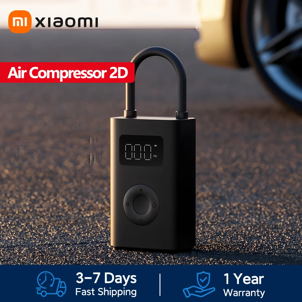 Compresseur d'air portable Xiaomi Mijia 2/2D, Gonfleur de pneus numérique, Pompe à air électrique pour voiture, vélo et moto