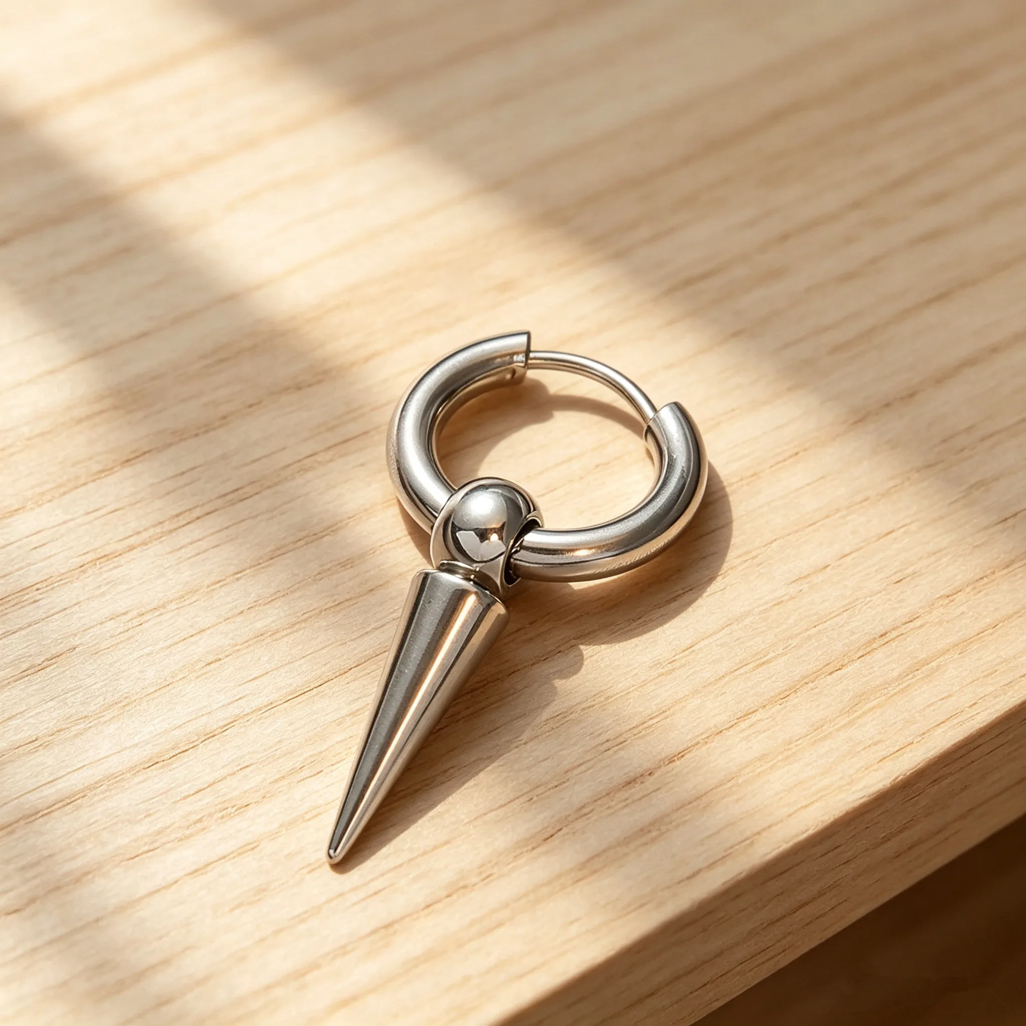 Rock Punk Hiphop Cone Tip Rivet Spike Pendant Hoop Women Fashion men Circle Ear Stud Piercing Clip On Korean Earrings