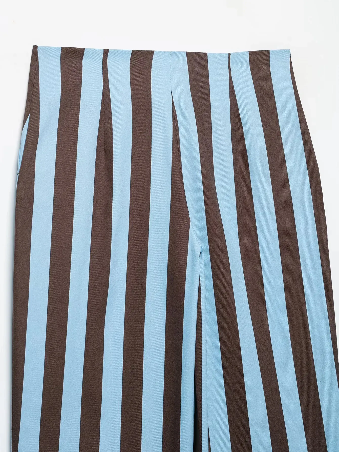 Damenmode Sommer 2026 Gestreifter Freizeitanzug mit Knoten, Gerade Weste + Lange Hose mit Reißverschlusstaschen, Vintage Schicker Damenanzug – Detail 9