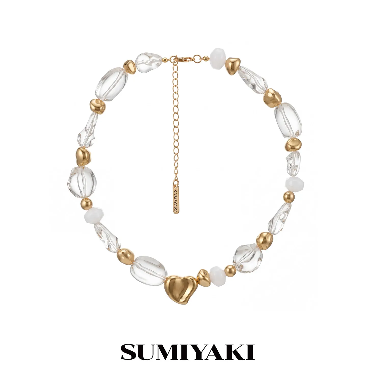 Genuine SUMIYAKI Special Shape Transparent Crystal Necklace & Earrings Set, Premium Design Clavicle Chain