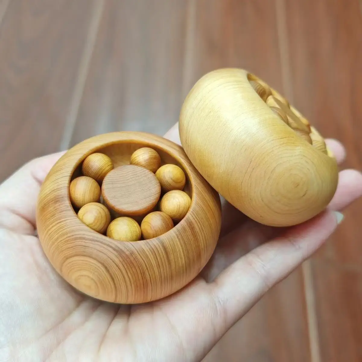 Wooden round fortune bead Small decorative model, Unique Wood Carving Desk Decor, Anxiety Relief Gift for Adults