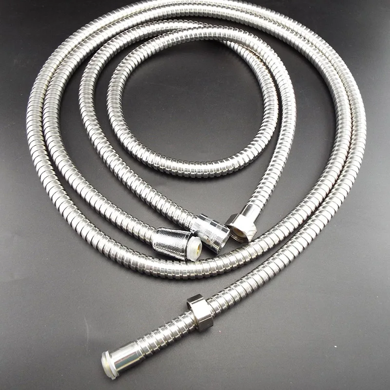 

Flexible Shower Hose 1m/1.5m/2m Long Plumbing Hoses Stainless Steel Chrome Bathroom Accessories Water Head Showerhead Pipe