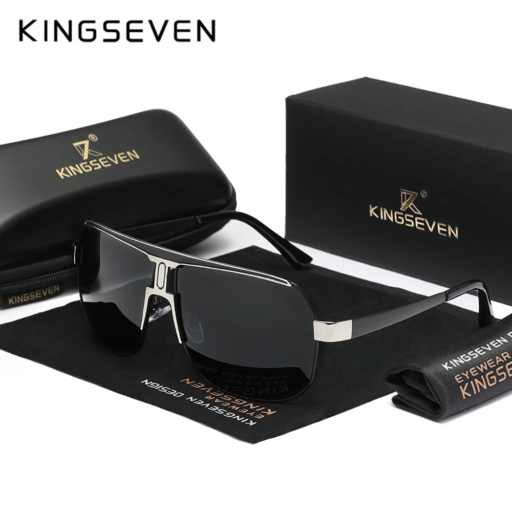 KINGSEVEN Männer Frauen Polarisierte Legierung Platz Übergroßen Rahmen Sonnenbrille Fahren Sonnenbrille Shades Oculos Masculino Männlich