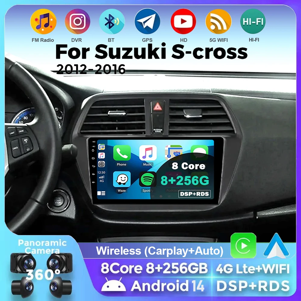 

Android 14 Car Radio Multimedia Video Player For Suzuki SX4 2 S-Cross 2012 - 2016 Auto Stereo GPS Navigation 2.5D Screen Carplay